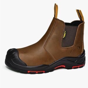 SAFETOE Heavy Duty Work Boots Composite ToeCap Chelsea Safety Boots Brown 10 NWT